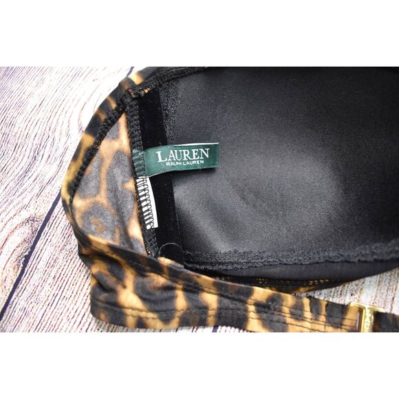 Ralph Lauren Bandeau Swim Top Leopard Brown Black Womens Swimwear Small - Picture 5 of 5